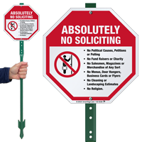 Absolutely No Soliciting LawnBoss Sign