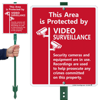 Area Protected By Video Surveillance LawnBoss Sign