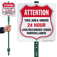 Area Under 24 Hour Video Surveillance LawnBoss Sign