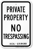 Arkansas No Trespassing Sign