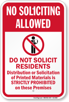 Do Not Solicit Residents No Soliciting Sign