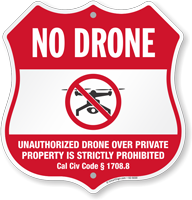 Drone Over Private Property Is Prohibited Shield Sign