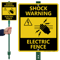 Electric Fence Lawnboss Sign & Stake Kit