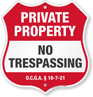 Georgia Private Property Shield Sign