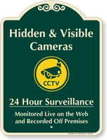 Hidden & Visible Cameras Surveillance Signature Sign