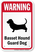 Warning Basset Hound Guard Dog Guard Dog Sign