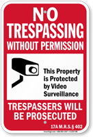 Maine Property Is Protected By Video Surveillance Sign