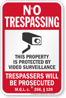 Massachusetts Trespassers Will Be Prosecuted Sign