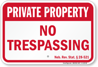 Nebraska Private Property Sign