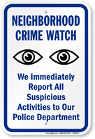 Neighborhood Crime Watch Eyes Symbol Plastic Sign