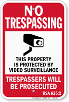 New Hampshire Property Protected By Video Surveillance Sign