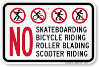 Skateboarding Bicycle Roller Blading Sign