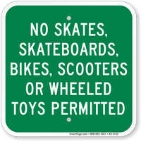 No Skates Skateboards Permitted No Skateboarding Sign