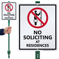 No Soliciting At Residences LawnBoss Sign