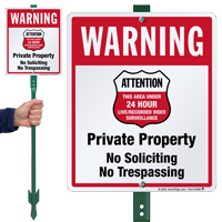 No Trespassing 24 Hour Surveillance LawnBoss Sign