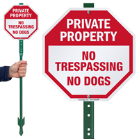No Trespassing No Dogs LawnBoss Sign