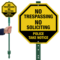 No Trespassing Police Take Notice LawnBoss Sign