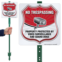 No Trespassing Video Surveillance LawnBoss Sign