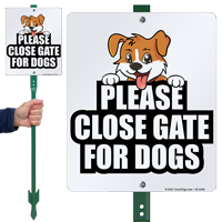 Please Close Gate For Dogs LawnBoss Sign Stake Kit 