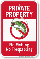 Private Property No Tresspassing No Fishing Sign