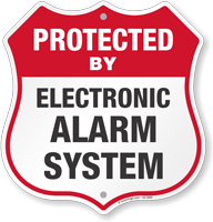 Protected By Electronic Alarm System Shield Sign