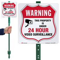 Warning 24 Hour Video Surveillance LawnBoss Sign