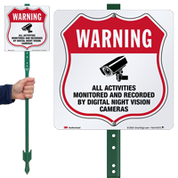 Warning Activities Monitored And Recorded LawnBoss Sign