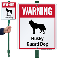 Warning Husky Guard Dog LawnBoss Sign