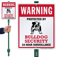 Warning Protected By Bulldog Security LawnBoss Sign