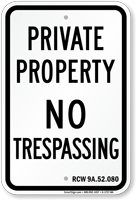 Washington No Trespassing Sign