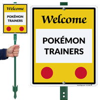 Welcome Pokémon Trainers Lawnboss Sign