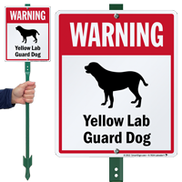 Warning Yellow Lab Guard Dog LawnBoss™ Signs