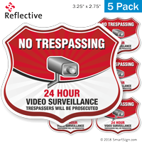 24 Hour Video Surveillance Shield Label Set