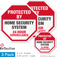 Protected By Home Security System Surveillance Label Set