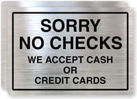 Sorry No Checks Cash/Credit Card Only Label
