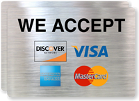 We Accept Visa, MasterCard, Discover, American Express Label