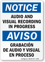 Bilingual Audio Visual Recording In Progress Sign