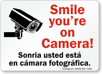 Smile You're On Camera Bilingual CCTV Sign