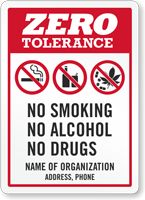 Custom Zero Tolerance Sign