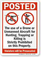 Drone Or Unmanned Aircraft Prohibited Posted Sign