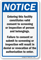 Facility Screening Or Inspection Sign
