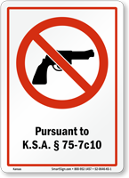 Kansas Firearms And Weapons Law Sign