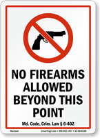 Maryland Firearms And Weapons Law Sign