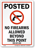 Nevada Firearms And Weapons Law Sign