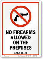 New Jersey Firearms And Weapons Law Sign