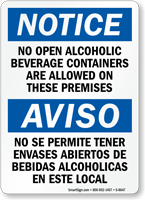 Bilingual No Alcoholic Beverage Sign
