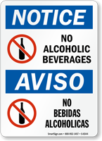No Alcoholic Beverages Bilingual Sign