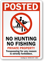 No Hunting No Fishing Private Property Sign