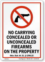 Oklahoma Firearms And Weapons Law Sign
