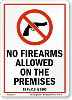 Pennsylvania Firearms And Weapons Law Sign